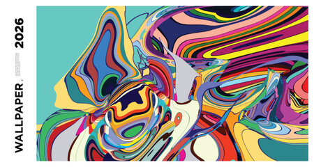 Obraz premium Colorful Abstract Digital Art with Swirling Patterns and Bold Shapes