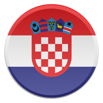 Croatia Flag Round Disc and 3D Transparent Glossy Button Icon