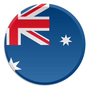 Australia Flag Round Disc and 3D Transparent Glossy Button Icon