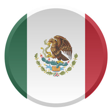 Mexico Flag Round Disc and 3D Transparent Glossy Button Icon