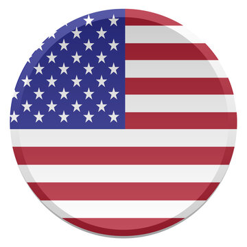 United States Flag Transparent Round Button and 3D Glossy Disc Icon