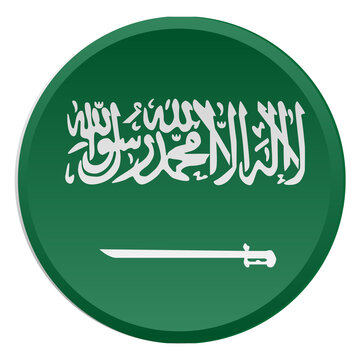 Saudi Arabia Flag Transparent Round Button and 3D Glossy Disc Icon