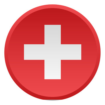 Switzerland Flag Transparent Round Button and 3D Glossy Disc Icon