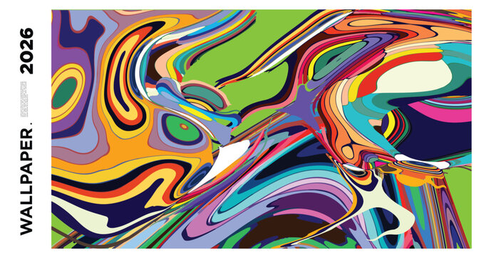 Colorful abstract psychedelic pattern with vibrant swirling shapes