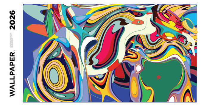 Abstract colorful swirl pattern with vibrant geometric shapes