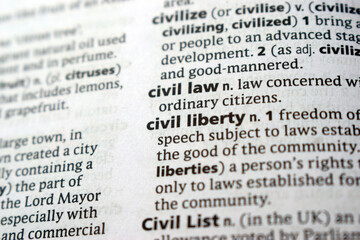 Fototapeta premium Close Up Of English Explanation Dictionary Page Word Of - civil liberty
