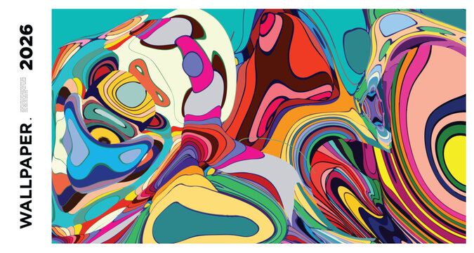 Colorful abstract fluid art with vibrant swirling patterns