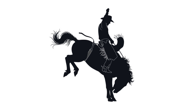 Cowboy riding a bucking horse at a rodeo silhouette