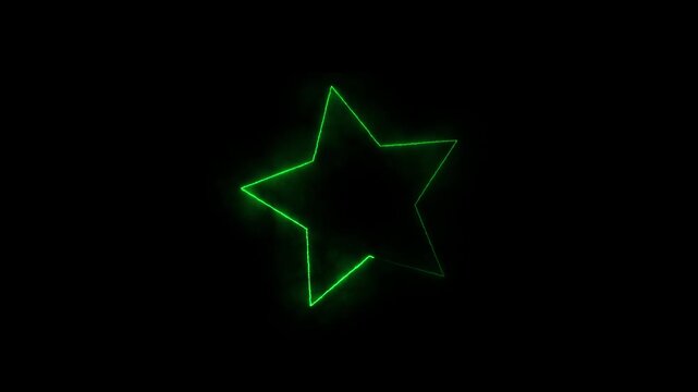Abstract Green Neon Electric Star Shape Glowing Energy Outline on Dark Futuristic icon