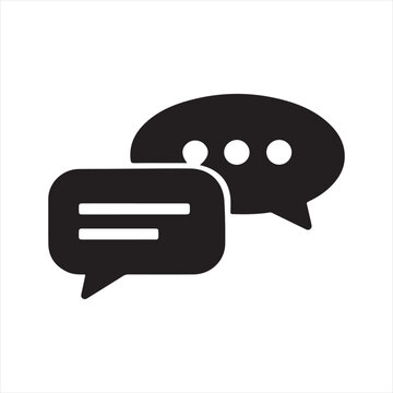 Chat Bubbles Icon, Online Messaging and Customer Communication Symbol, Black and White Vector Pictogram

