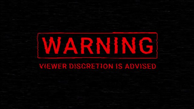 Retro VHS Style Warning Viewer Discretion is Advised Glitch Screen Motion Graphics