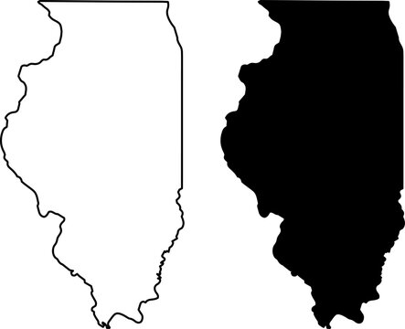 Map of illinois state, outline and silhouette