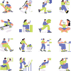 Fototapeta premium Startup Growth and Career Development Flat Style Illustration 