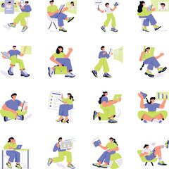 Fototapeta premium Workplace Productivity Flat Style Illustrations