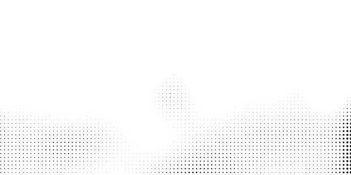 Grunge halftone gradient background. Faded grit noise texture. White and black sand wallpaper. Retro pixelated backdrop. Anime or manga style comic overlay. Vector graphic design textured template