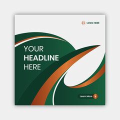 Fototapeta premium A modern green and orange social media ad template with a headline and learn more button