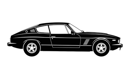 Fototapeta premium Classic Sports Car Silhouette, Vintage Automobile Vector Illustration