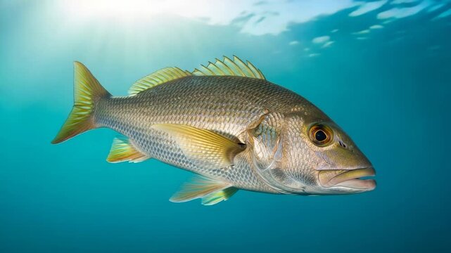 Closeup of a tropical snapper fish underwater