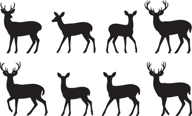Fototapeta premium Roe deer silhouettes