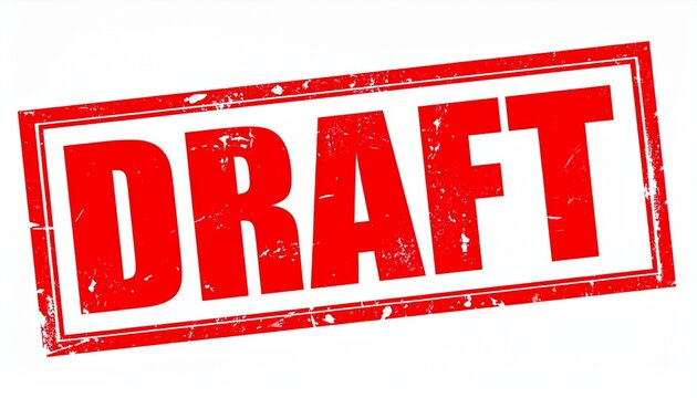 DRAFT stamp graphic bold red rectangular preliminary document 