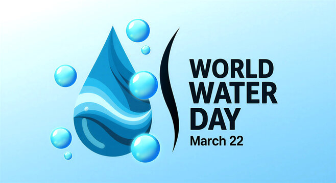 Creative world water day celebration poster design with water droplet and bubbles illustration