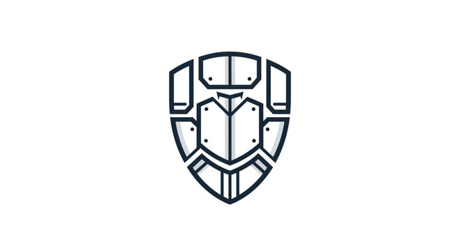 Minimalist Shield Logo Design Featuring Segmented Armor Plate Motif