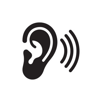 Simple icon of ear with sound waves isolated transparent background