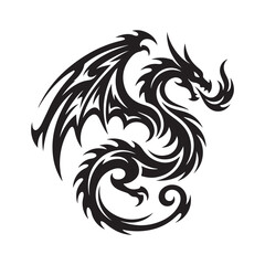 Obraz premium Elegant stylized dragon illustration with intricate wing and tail details