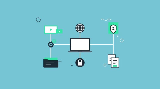 Digital Network Connectivity and Security Animation Loop