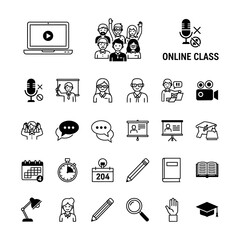 Online class education icons set. © nuha