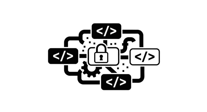Secure Coding Network Concept, Cybersecurity Protection, Development Flow