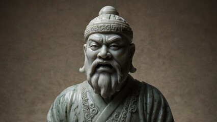 Fototapeta premium Creative composition of statue of man with beard - Generative AI