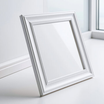 White picture frame minimalist decor clean bright wall art mockup detail modern simple style clean elegance