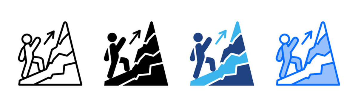 Perseverance icon set multiple style collection