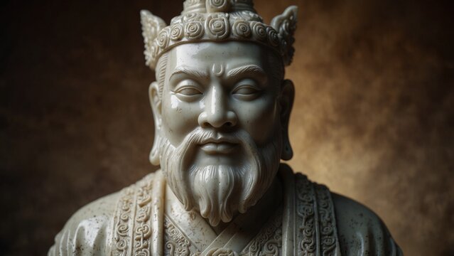 Statue of man with beard, digital art illustration - Generative AI