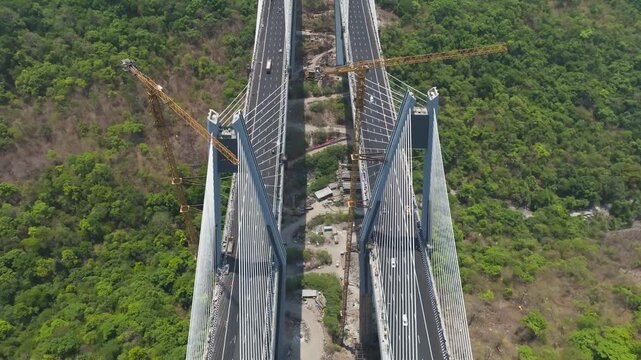 Western Ghats Expressway Aerial View,
Modern Expressway Bridge Maharashtra India,
Aerial Drone Shot of Lonavala Expressway Missing Link


