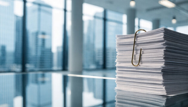 Paper stack office document paper clip business file work desk modern office