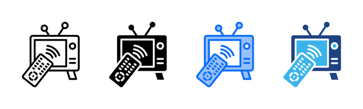 Tv icon set multiple style collection