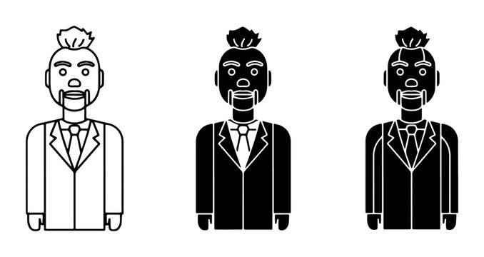 Puppet Man Icons, Ventriloquist Dummy Vector Set, Character Design Elements, Business Professional Illustration