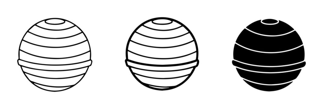 Exercise Ball Icons, Fitness Ball Graphics, Stability Ball Vector Set, Pilates Equipment, Workout Gear