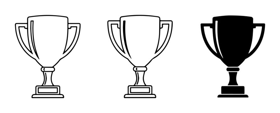 Trophy Icons Set: Award, Victory, Champion, First Place, Achievement, Recognition, Competition, Success, Vector Graphics