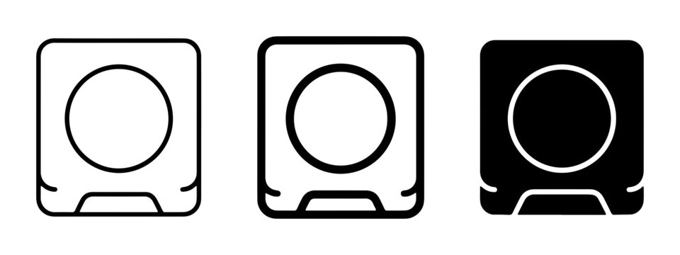 Square Button Icons, Circle Interface Elements, UI Design Symbols, Vector Graphics Set