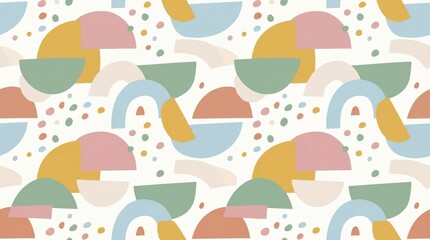 Naklejka premium Modern abstract seamless pattern with soft pastel shapes and terrazzo dots, elegant artistic background vector for feminine branding and fabric.