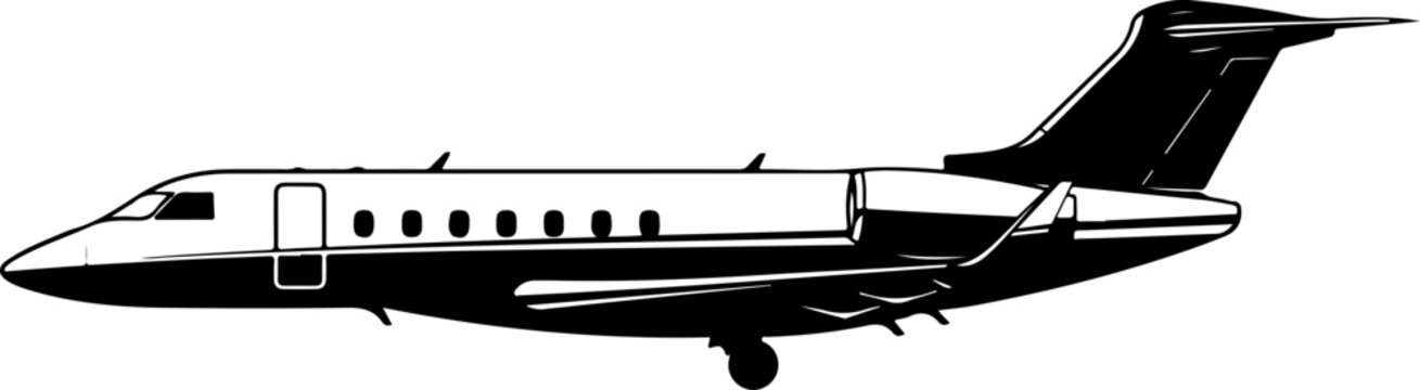 Private Jet, Business Airplane, Corporate Aircraft, Vector Airliner