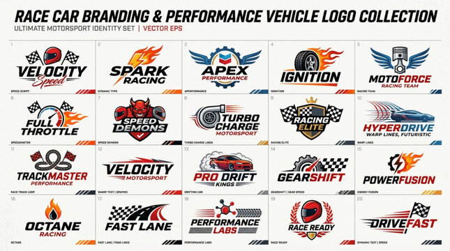 Collection of Race Car and Performance Vehicle Logos.