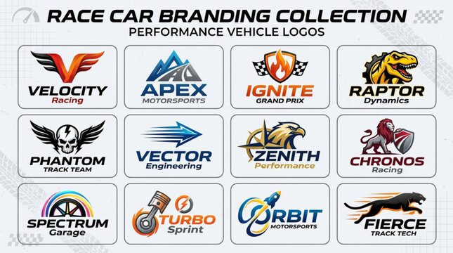 Collection of Performance Vehicle Logos and Branding.