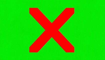 Obraz premium A large red X on a green and white background