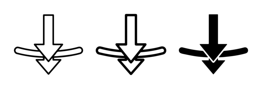 Down Arrow Icons, Vector Symbols for Direction, Decline, and Impact, Set of 3