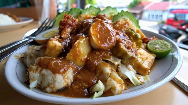 siomay bandung, indonesian street food dumplings with peanut sauce