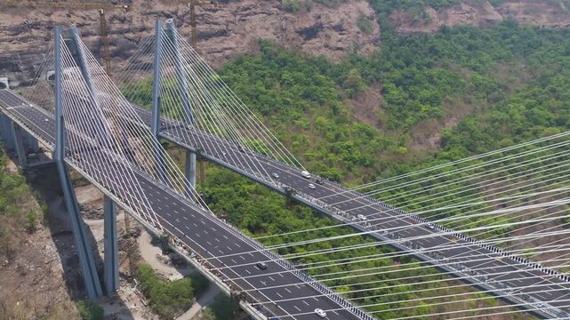 Mumbai Pune Missing Link Highway Aerial Drone Shot,
Missing Link Highway Bridge India

